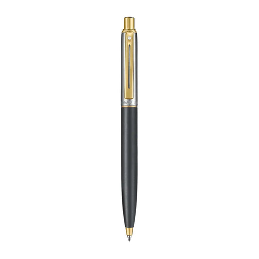 Sheaffer Sentinel Metal 334 Ballpoint Pen – Matte Black with Brushed Chrome Cap & Gold-Plated Trim