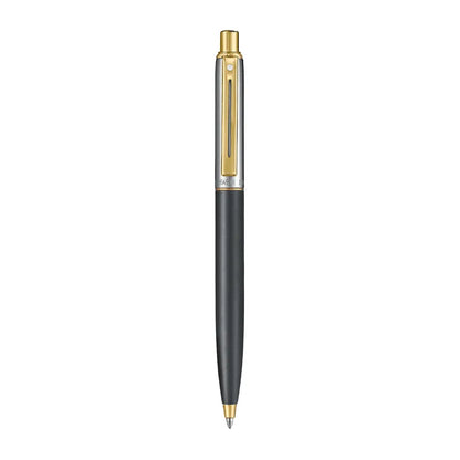 Sheaffer Sentinel Metal 335 Ballpoint Pen – Glossy Black with Brushed Chrome Cap & Gold-Plated Trim