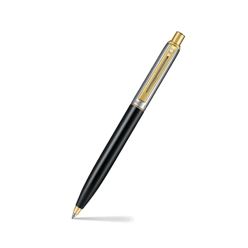 Sheaffer Sentinel Metal 335 Ballpoint Pen – Glossy Black with Brushed Chrome Cap & Gold-Plated Trim