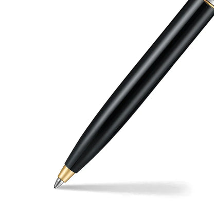 Sheaffer Sentinel Metal 335 Ballpoint Pen – Glossy Black with Brushed Chrome Cap & Gold-Plated Trim