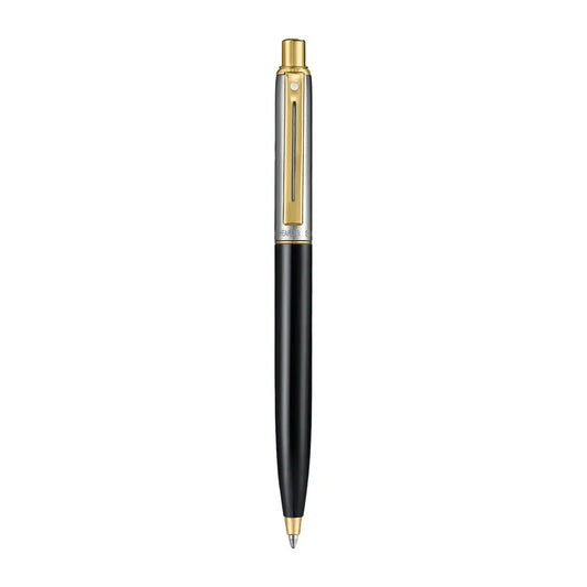 Sheaffer Sentinel Metal 335 Ballpoint Pen – Glossy Black with Brushed Chrome Cap & Gold-Plated Trim