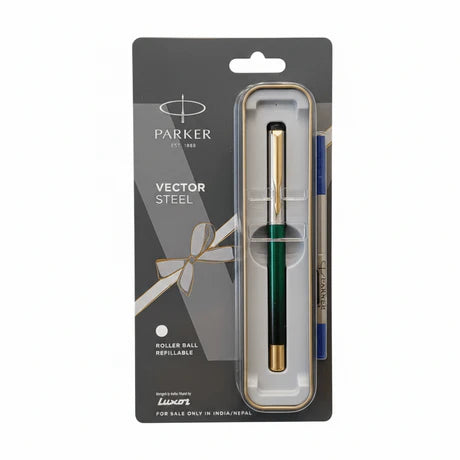 Parker Vector steel  Roller Ball Pen with Gold Trim