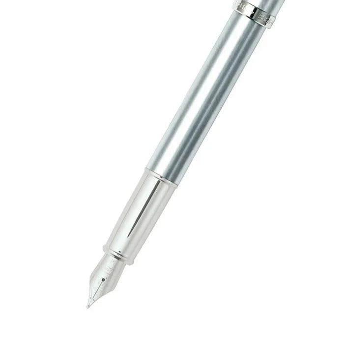 Sheaffer 100 Brushed Chrome Fountain Pen With Chrome Trims