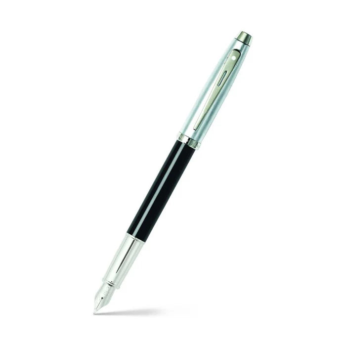 Sheaffer 100 Black and Chrome Fountain Pen With Chrome Trims