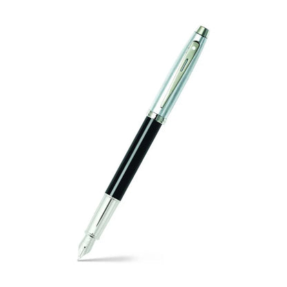 Sheaffer 100 Black and Chrome Fountain Pen With Chrome Trims