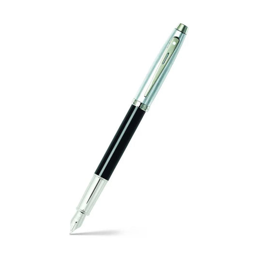 Sheaffer 100 Black and Chrome Fountain Pen With Chrome Trims