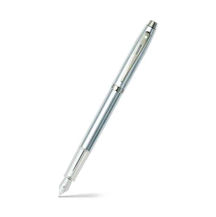 Sheaffer 100 Brushed Chrome Fountain Pen With Chrome Trims