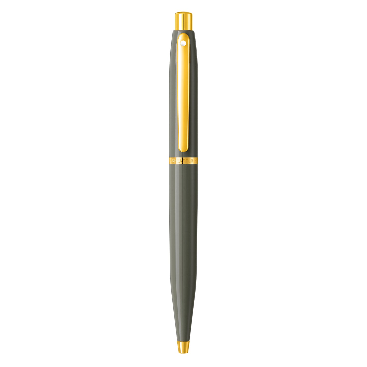 Sheaffer VFM 9427 Glossy Light Gray Ballpoint Pen with PVD Gold-Tone Trim
