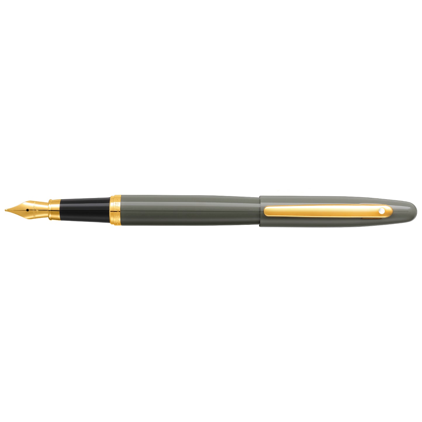 Sheaffer VFM 9427 Glossy Light Gray Fountain Pen with PVD Gold-Tone Trim