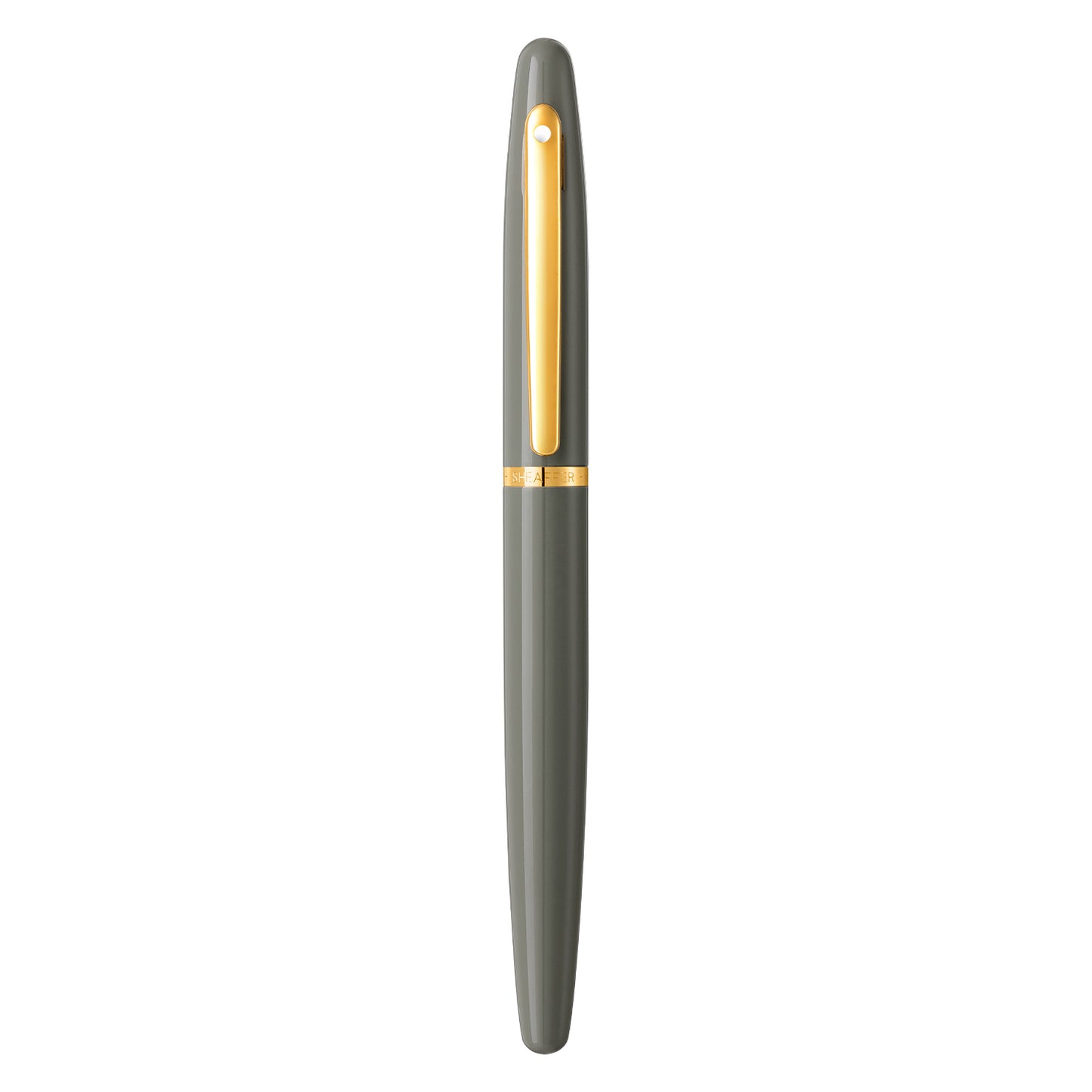 Sheaffer VFM 9427 Glossy Light Gray Fountain Pen with PVD Gold-Tone Trim