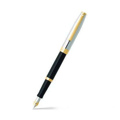 Sheaffer Sagaris 9475 Gloss Black Barrel and Chrome Cap Fountain Pen with Gold Tone Trim