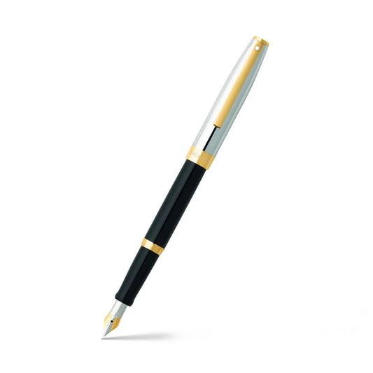 Sheaffer Sagaris 9475 Gloss Black Barrel and Chrome Cap Fountain Pen with Gold Tone Trim