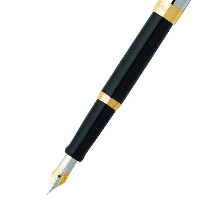Sheaffer Sagaris 9475 Gloss Black Barrel and Chrome Cap Fountain Pen with Gold Tone Trim