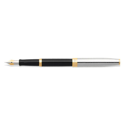 Sheaffer Sagaris 9475 Gloss Black Barrel and Chrome Cap Fountain Pen with Gold Tone Trim