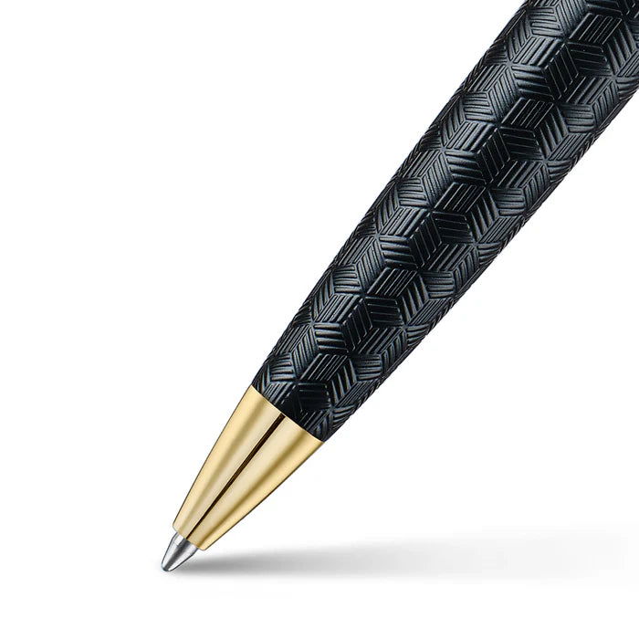 Sheaffer  Engraved Black Ballpoint Pen with Chrome Cap and Gold Trims