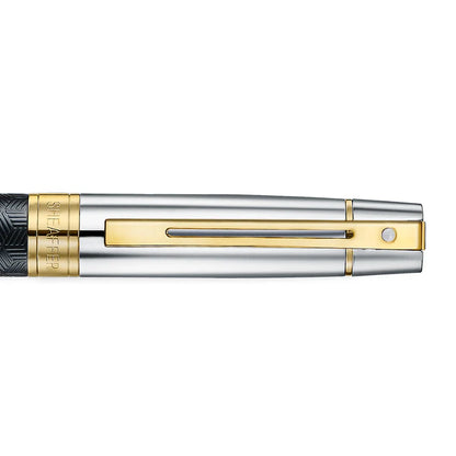 Sheaffer  Engraved Black Ballpoint Pen with Chrome Cap and Gold Trims