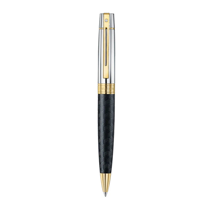 Sheaffer  Engraved Black Ballpoint Pen with Chrome Cap and Gold Trims