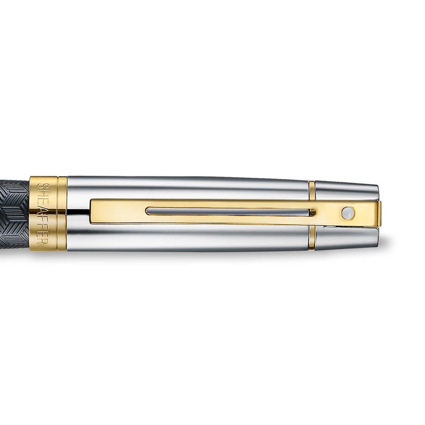 SheafferBlack Fountain Pen with Chrome Cap and Gold Trims