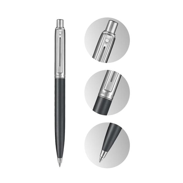 Sheaffer Sentinel Metal E331 Ballpoint Pen – Matte Black with Chrome Cap & Chrome-Plated Trim