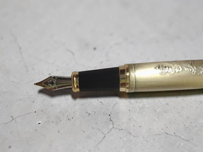 Levin 102 Full Golden Colour Fountain Pen – Ganesh Artwork Edition