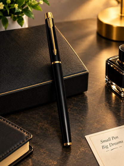 Dikawen 544 Matte Black & Gold Roller Ball Pen