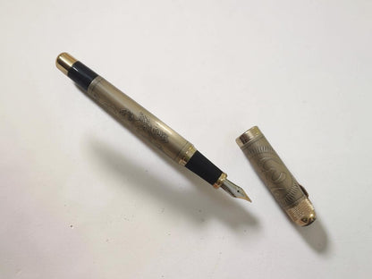 Levin 102 Full Golden Colour Fountain Pen – Ganesh Artwork Edition
