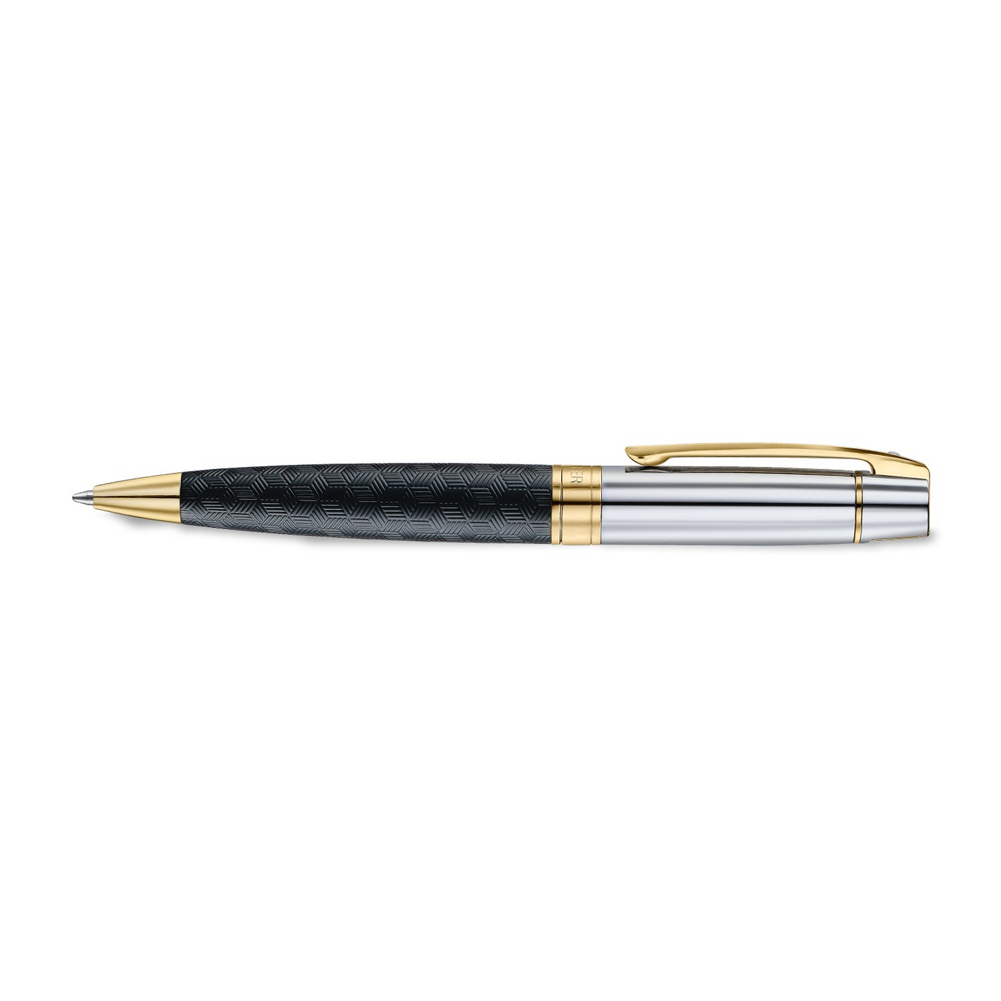 Sheaffer  Engraved Black Ballpoint Pen with Chrome Cap and Gold Trims