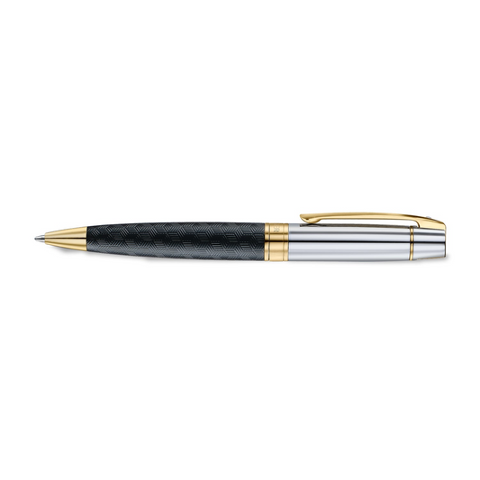 Sheaffer  Engraved Black Ballpoint Pen with Chrome Cap and Gold Trims