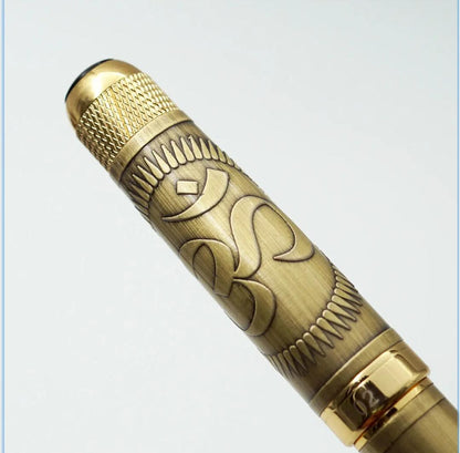 Levin 102 Full Golden Colour Fountain Pen – Ganesh Artwork Edition