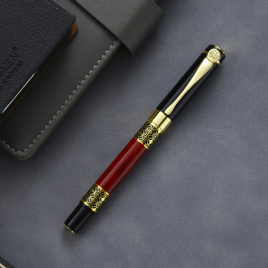 Dikawen Luxury Fountain Pen – Vintage Red with Smooth Fine Nib