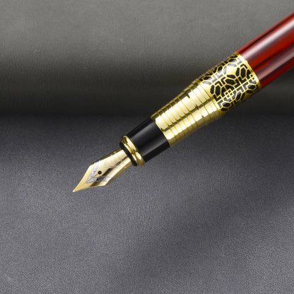 Dikawen Luxury Fountain Pen – Vintage Red with Smooth Fine Nib