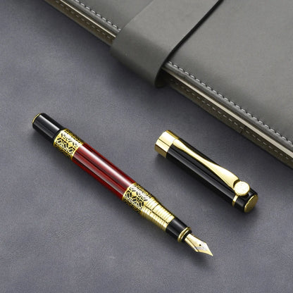 Dikawen Luxury Fountain Pen – Vintage Red with Smooth Fine Nib