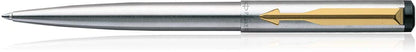 Parker Vector Stainless Steel Gold Trim Ballpoint Pen
