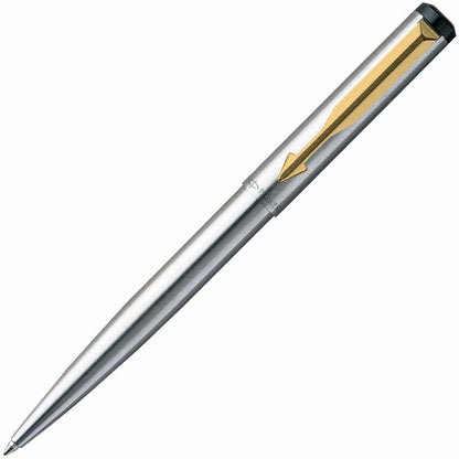 Parker Vector Stainless Steel Gold Trim Ballpoint Pen