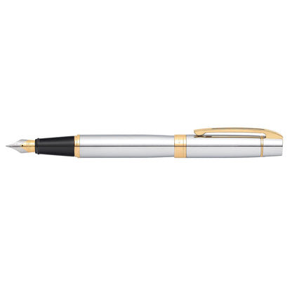 Sheaffer Gift 300 Fountain Pen Bright Chrome with Gold Tone Trim