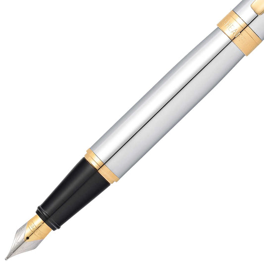 Sheaffer Gift 300 Fountain Pen Bright Chrome with Gold Tone Trim