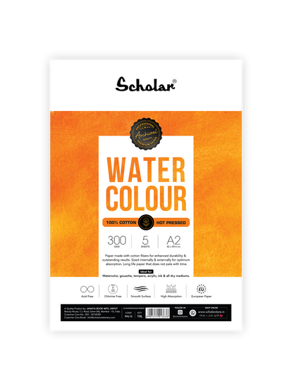 Watercolour Paper – 100% Cotton Loose Sheets (Hot Pressed)