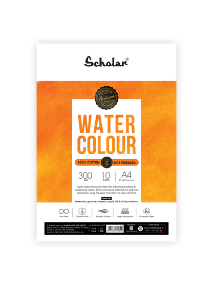 Watercolour Paper – 100% Cotton Loose Sheets (Hot Pressed)