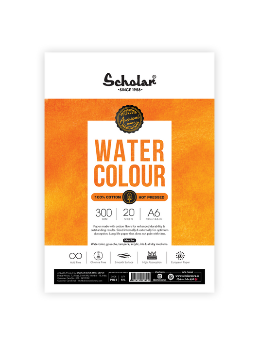 Watercolour Paper – 100% Cotton Loose Sheets (Hot Pressed)