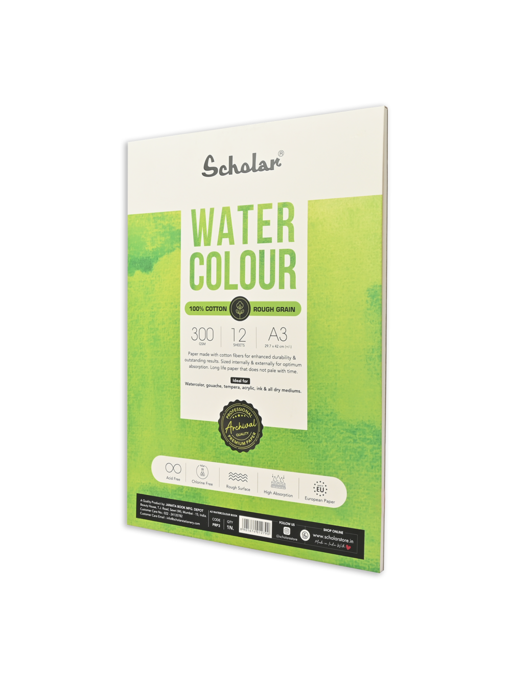 Watercolour Paper Pad – 100% Cotton (Rough)